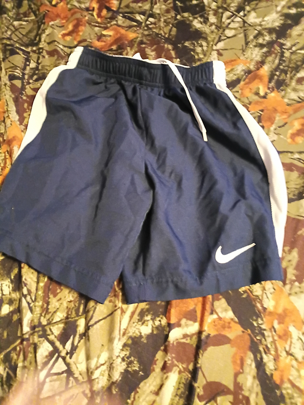 Nike Boys Navy Athletic Shorts with White Accents